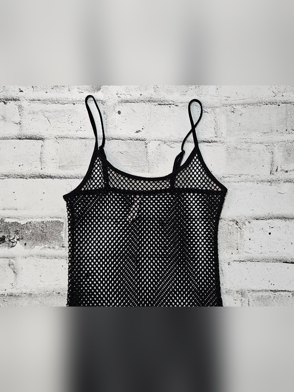 Garage Black Fishnet Mesh Cover Up Midi Dress Sheer Beach Swim Size S - Picture 4 of 11